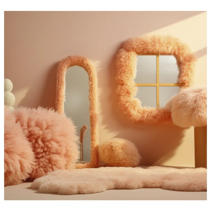 Pantone's 2024 colour of the year Peach Fuzz plus various mockups of the new colour
