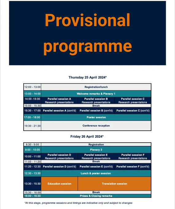 Image with text and a title 'provisional programme'