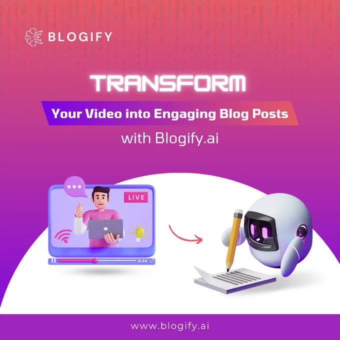 From Vision to Words: Transforming Our Latest Video into SEO-Optimized Blogs with Blogify!  Unlock the Power of Content and Boost Your Online Presence.