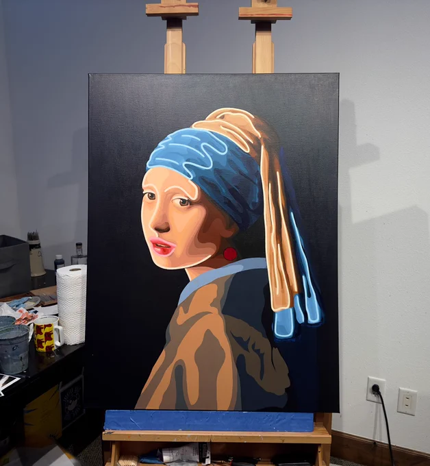 Borbay’s Girl with a Pearl earring in progress.