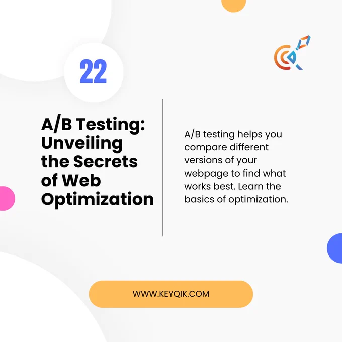 A/B Testing: Unveiling the Secrets of Web Optimization
Easy Explanation: A/B testing helps you compare different versions of your webpage to find what works best. Learn the basics of optimization.

Learning Process:

1. Start with Optimizely's A/B Testing Guide (https://docs.developers.optimizely.com/full-stack-experimentation/docs/run-a-b-tests).
2. Create A/B tests for elements like headlines or call-to-action buttons.
3. Check MDN's Introduction to A/B Testing (https://developer.mozilla.org/en-US/docs/Learn/Tools_and_testing/Cross_browser_testing/Introduction) for web optimization insights.

If you found this digital journey insightful, share the knowledge and let the digital revolution begin! 🌐✨
#digitalmarketing #website #css #webdesign #webdevelopment #w3schools #WordPressHelp #ResponsiveDesign #debugging #github  #API #SQL #database #Businessman #businesstips #startuplife #enterpreneur