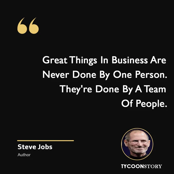 Regardless of the precise origin, the message emphasizes the significance of collaboration and the collective effort of a team in achieving success in business endeavors.

