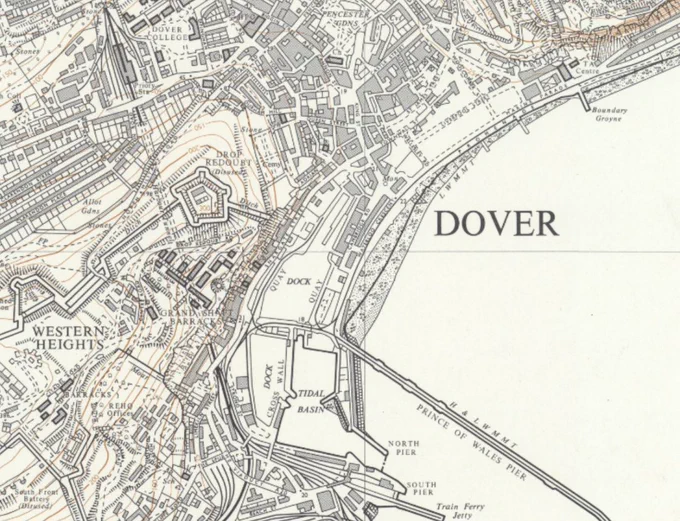 detail showing Dover from Ordnace Survey 1973 map