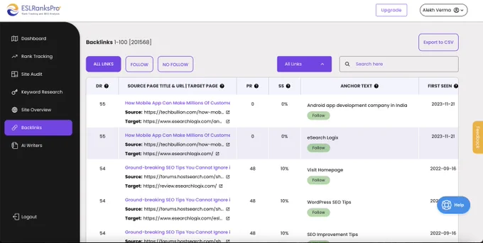 ESL Ranks Pro - Backlink Analysis