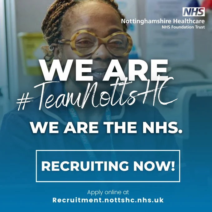 Picture of prison nurse with #TeamNottsHC text.