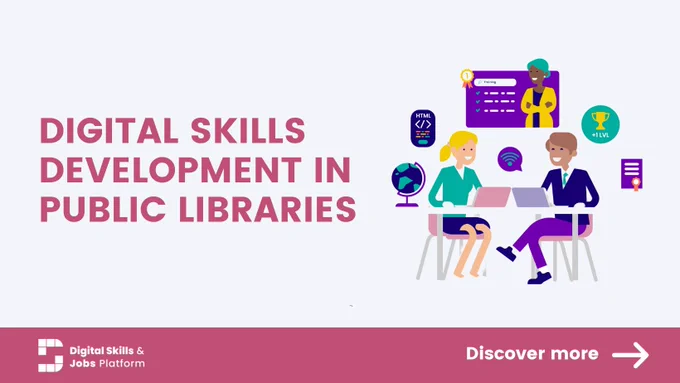 decorative image with text ''digital skills development in public libraries''