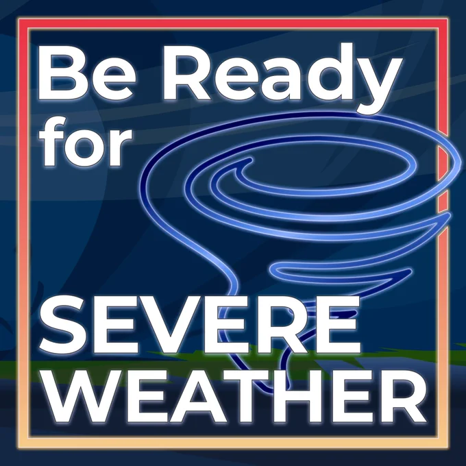 SCEMD’s severe weather background graphic that reads be ready for severe weather.