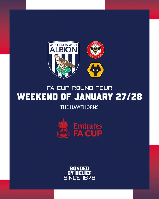 round four draw graphic Albion badge next to Brentford and Wolves badge