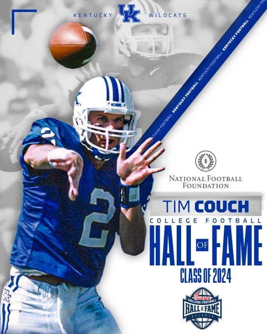 Graphic showing Tim Couch has been elected to the College Football Hall of Fame
