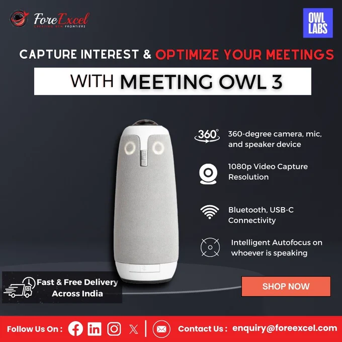 Upgrade your #virtual meetings with #MeetingOwl3 powered by Owl Labs to spark interest and drive action for a seamless and engaging collaborative experience. Now available at #ForeExcel