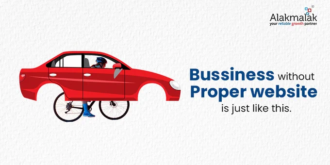 A Car with Bicycle tyre signifying a business without a proper website
