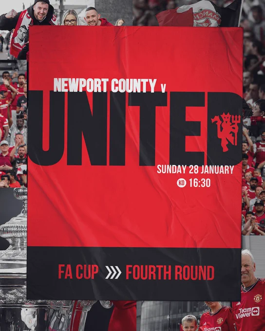 Newport County v United will take place on Sunday 28 January at 16:30 GMT! 