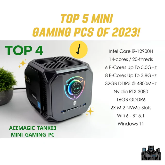 [𝗘𝗧𝗔 𝗣𝗥𝗜𝗠𝗘] TOP 5 Mini Gaming PCs Of 2023! Small Foot Print Major Power!
https://www.youtube.com/watch?v=rLZQgXvD_5s

𝗧𝗼𝗽 𝟰: An absolute powerhouse 👉 #ACEMAGICTank03 #MiniGamingPC😲🔥
ACEMAGIC TANK 03 Intel Core i7/i9 #Gaming #MiniPC here
👇
🔗 https://bit.ly/acemagic_tank03_minipc

What was your favorite mini gaming PC released in 2023?👀 
#acemagicminipc