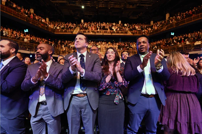 City Councilors applauding at the State of the City