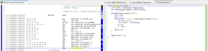 The decryptor, as decompiled by JEB (with proper types and renaming)