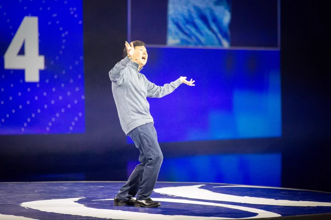 Centennial host Ken Jeong speaks to the audience