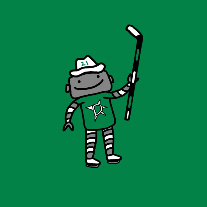 Robo character on a victory green background
