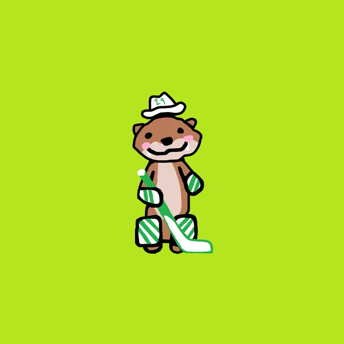 Jake otter character on a skyline green background
