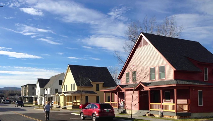 residential street with new homes