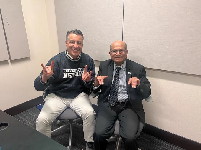 Image Description: University of Nevada, Reno President Brian Sandoval with vice president of Information Technology Dr. Sasi Pillay