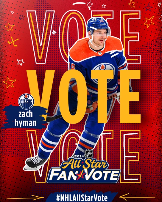 Zach Hyman 2024 All-Star Fan Vote graphic. 