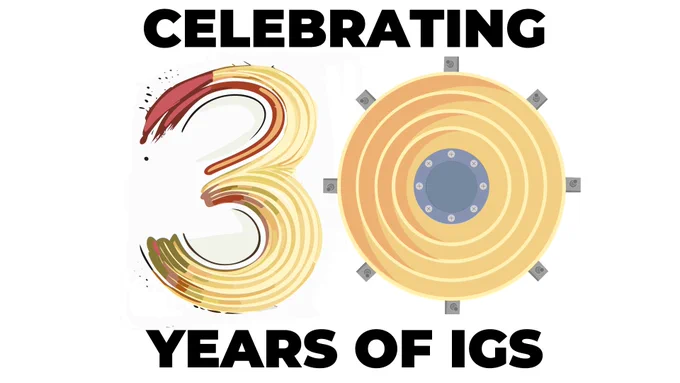 "Celebrating 30 Years of IGS" graphic courtesy of IGS Central Bureau