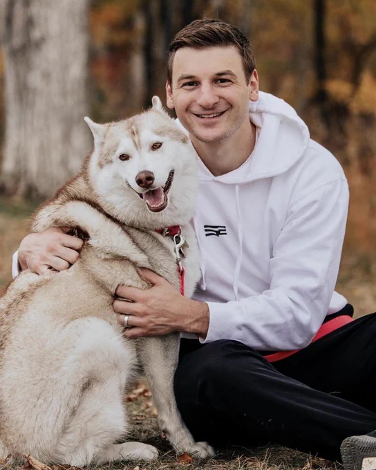 Zach Hyman with his dog Lady.