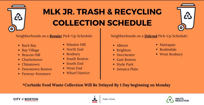 Graphic: Martin Luther King Jr. Trash and Recycling Collection Schedule.