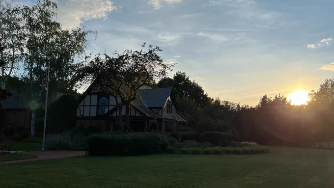 Emma Clark Library at sunset