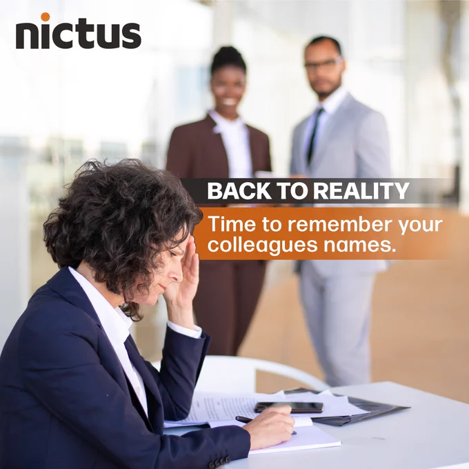 Luckily Nictus has a full range of furniture suitable for home schooling to home office to corporate office so you can rather talk about the new chair....  https://nictusonline.com.na/collections/office-and-home-office-furniture