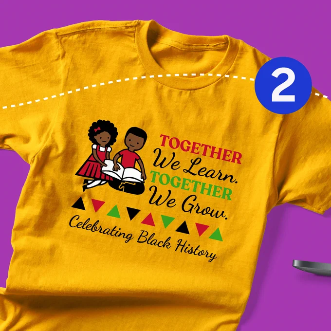 Black History Month shirt design on a t-shirt.