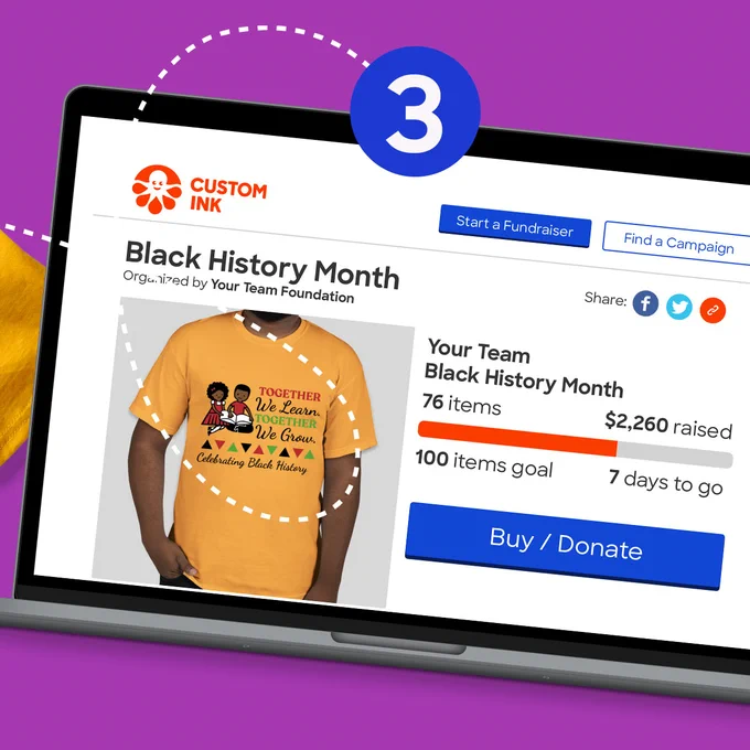 Laptop with Black History Month fundraising website.