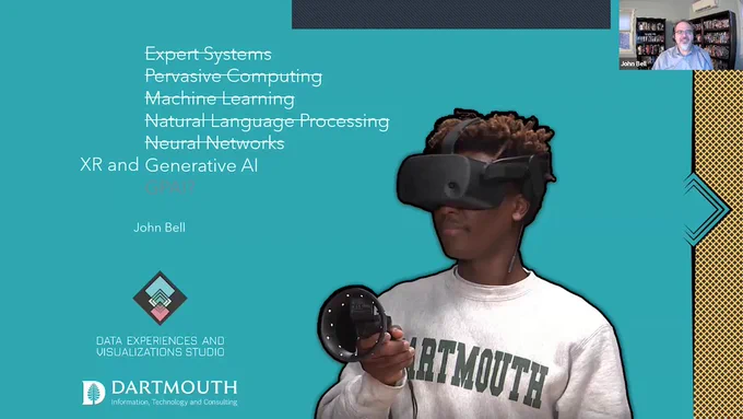 A student wearing a VR headset