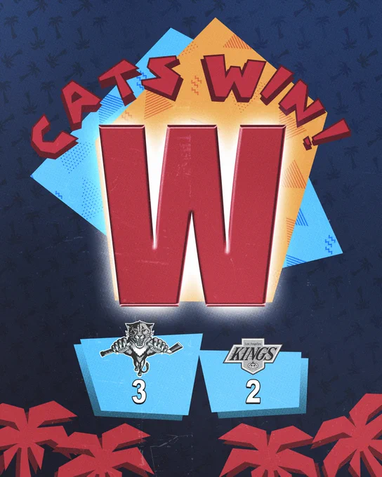 Navy background graphic depicting tonight's win: 3-2 against the Kings.