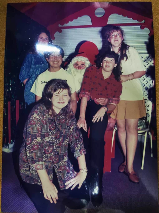 Julia, Christina, Kylie, Jo and Katrina with Santa 1989