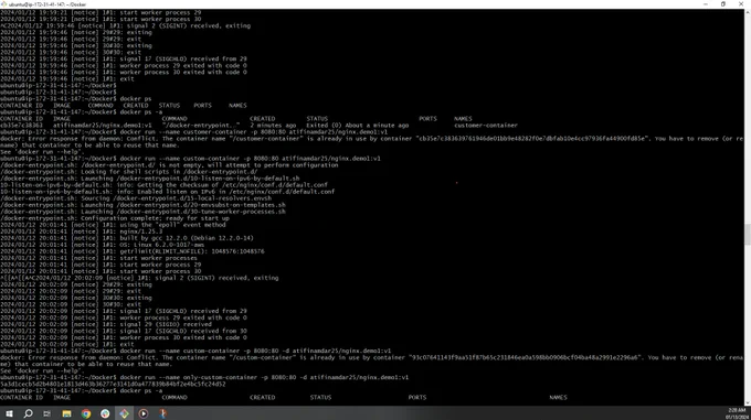 CLI - Written Docker file, built Image, pushed to Docker, and Ran Images