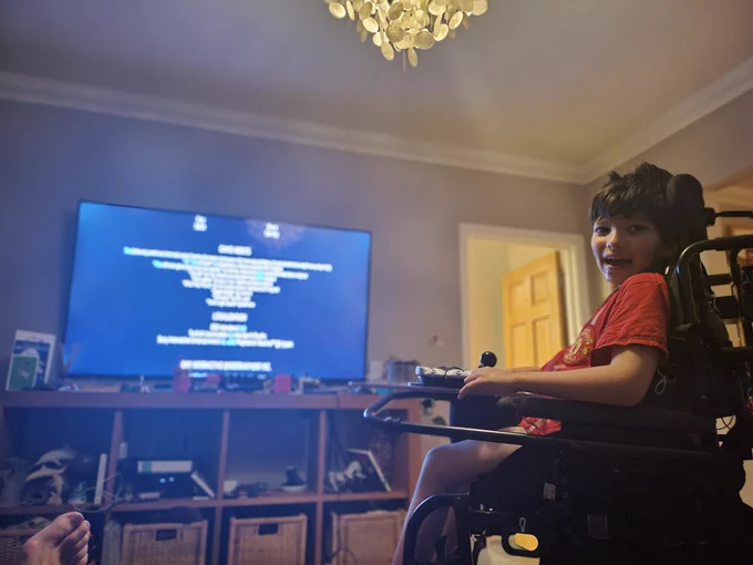 Boy finishing a PS5 game 