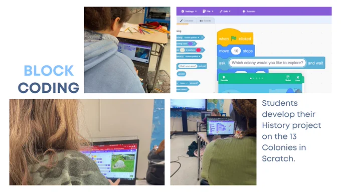 Several images of students coding