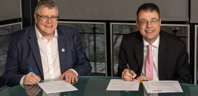 SAMH Chief Executive Billy Watson with Principal and Vice-Chancellor Professor Steve Decent.