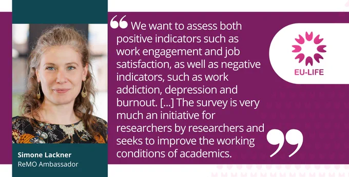 Photo © Falling Walls Foundation
"We want to assess both positive indicators such as work engagement and job satisfaction, as well as negative indicators, such as work addiction, depression and burnout. [...] The survey is very much an initiative for researchers by researchers and seeks to improve the working conditions of academics," said Simone Lackner, ReMO Ambassador. 