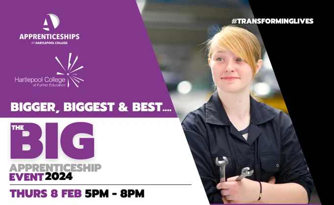 oin us for our BIG Apprenticeship Event on February 8th, 2024, 5.00-8.00pm - The largest in the north and part of #NationalApprenticeshipWeek boasting up to 70  employers/exhibitors. 

More info here >> bit.ly/BIGAppEvent2024

#TransformingLives #TheBIGAppEvent2024 #NAW2024