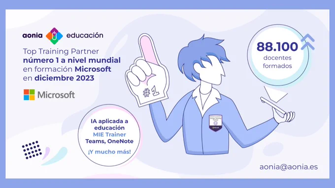 Top Training Partner número 1 a nivel mundial en formación Microsoft en diciembre 2023 con 88.100 docentes formados

