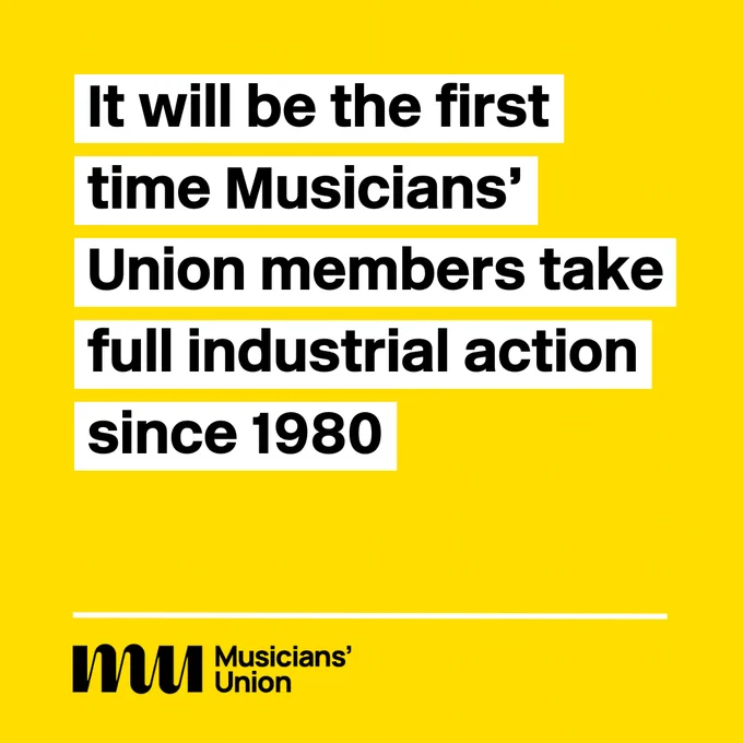 "It will be the first time Musicians’ Union members take full industrial action since 1980"