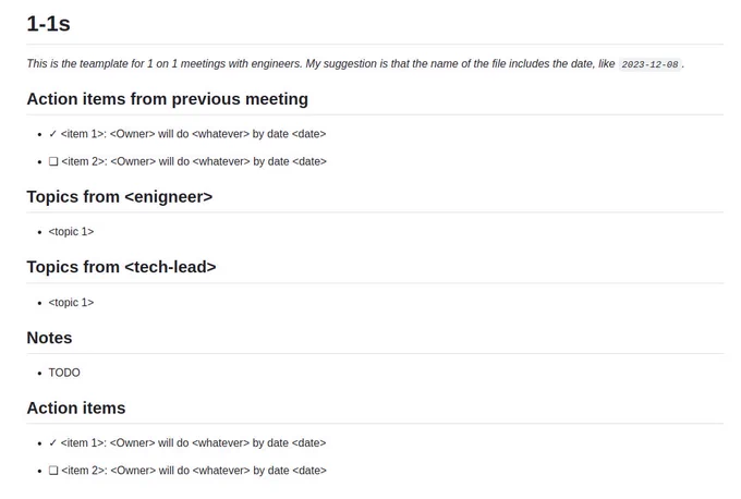 Screenshot of the 1-on-1 template