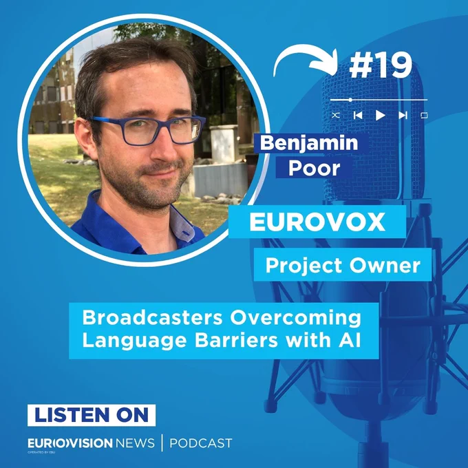 Interview with EuroVox Project Owner Ben Poor on how broadcasters are overcoming language barriers with AI. Listen on the Eurovision News Podcast