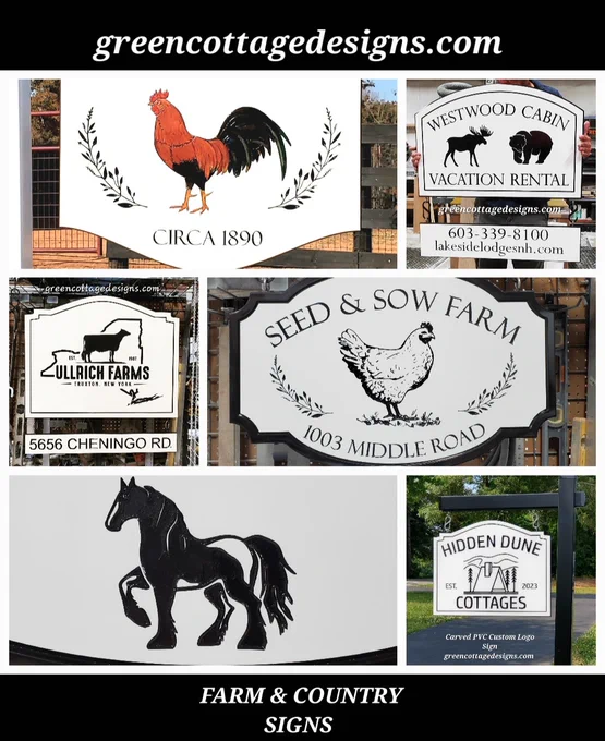 Shop online at our Etsy store called Green Cottage Design for more information & Ideas! Solid PVC All Weather Custom Outdoor Signs

Made in the USA