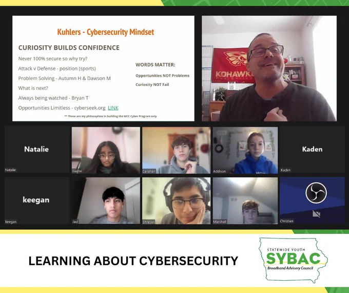 Screenshot of Kyle and the SYBAC Students in a virtual meeting