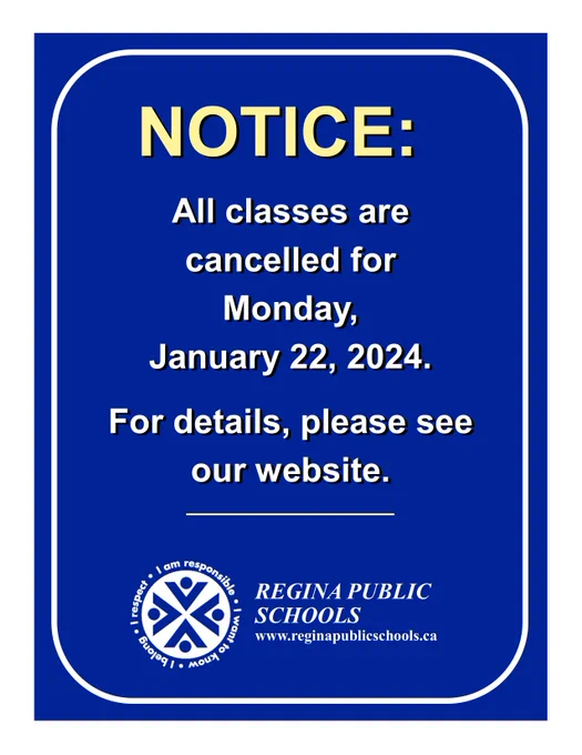 Poster describing Jan 22 cancellation. 
