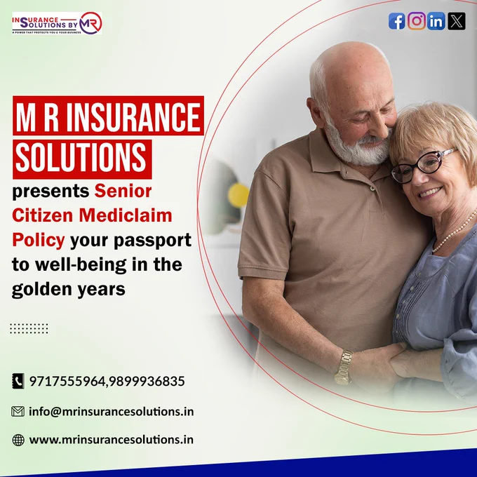 "Secure your golden years with peace of mind! 🌟 Explore our 𝐒𝐞𝐧𝐢𝐨𝐫 𝐂𝐢𝐭𝐢𝐳𝐞𝐧 𝐌𝐞𝐝𝐢𝐜𝐥𝐚𝐢𝐦 𝐏𝐨𝐥𝐢𝐜𝐲 𝐚𝐭 𝐌 𝐑 𝐈𝐧𝐬𝐮𝐫𝐚𝐧𝐜𝐞  and embrace a worry-free future. Your 𝐡𝐞𝐚𝐥𝐭𝐡 deserves the best coverage, and we've got you covered every step of the way. "
.
.
📞𝐂𝐀𝐋𝐋 𝐔𝐒 𝐍𝐎𝐖 = 9899936835
📩 𝐄𝐦𝐚𝐢𝐥 𝐔𝐬: Corporate.care@mrinsurancesolutions.in
.
.
#MRInsuranceSolutions #SeniorHealth #InsuranceForSeniors #seniorcitizenmediclaimpolicy #policy #insurance #seniorcitizen #healthylife  
Office-619/60, Chattarpur Main Road, Opposite, Yes Bank, New Delhi-110074