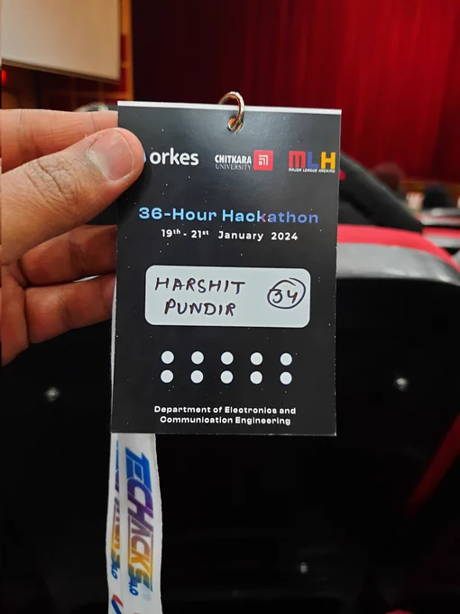 Harshit ke naam se techack ka card 